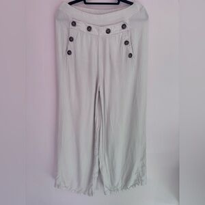 Button-Accent Wide Leg Pants -